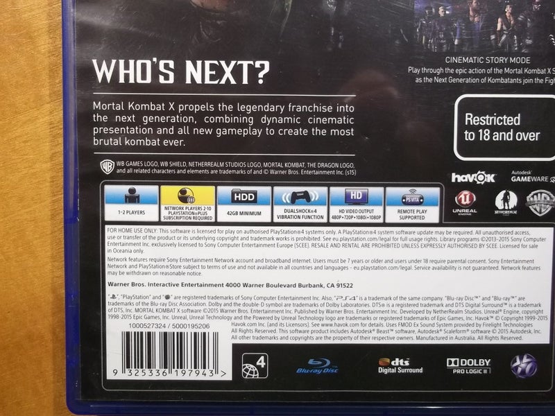 Mortal Kombat X - PS4 Game - Excellent Condition Carousel 4