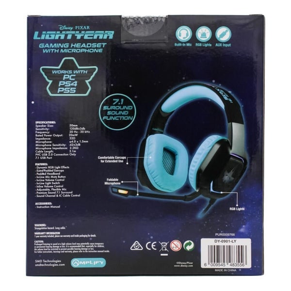 Disney Pixar Lightyear Wired Gaming Headset Headphones w/ Microphone For PC/P... Carousel 8