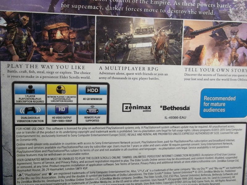 The Elder Scrolls Online Tamriel Unlimited - PS4 Game - Excellent Condition Carousel 4