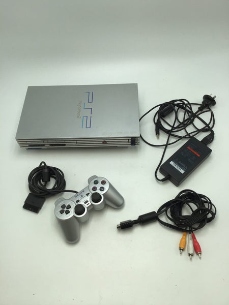 * Silver PS2 Console w/ Controller & Cables! * Carousel 1