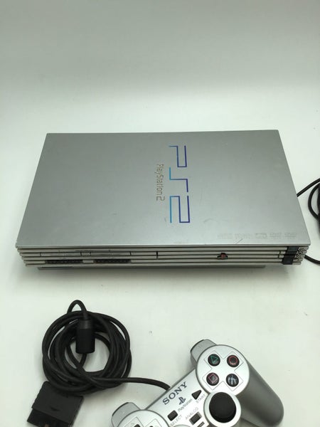 * Silver PS2 Console w/ Controller & Cables! * Carousel 2