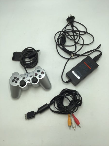 * Silver PS2 Console w/ Controller & Cables! * Carousel 5
