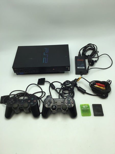 * Black PS2 Console w/ 2 Controllers, 2 Memory Cards & Cables! * Carousel 1