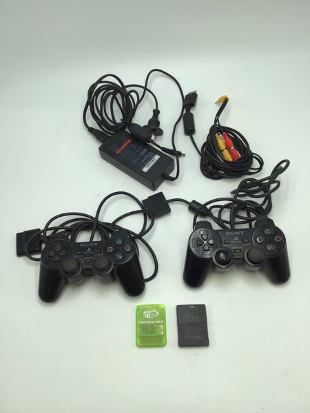 * Black PS2 Console w/ 2 Controllers, 2 Memory Cards & Cables! * Carousel 5