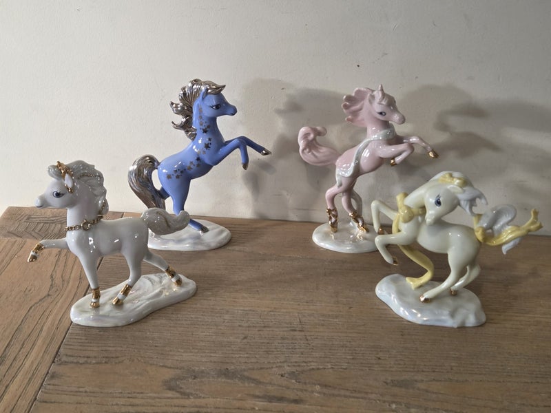 Rare Franklin Mint " Pretty Ponies " Porcelain Figurines (Set of 4) - 1990s Carousel 2