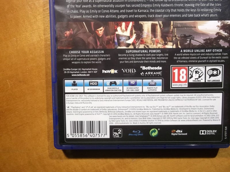 Dishonored 2 - PS4 Game - Excellent Condition Carousel 4