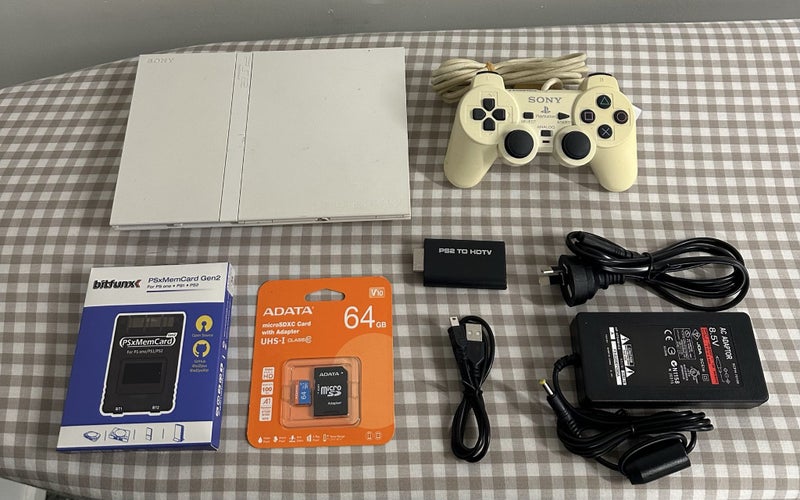 PlayStation 2 Cermaic White Slim | 64GB MX4SIO | HDMI | Genuine Sony Controller Carousel 1