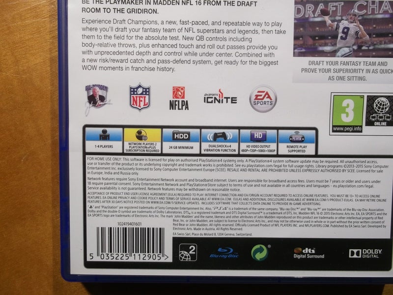 Madden NFL 16 - PS4 Game - Excellent Condition Carousel 4