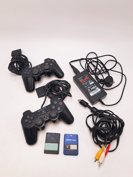 * Black Slim PS2 Console w/ 2 Genuine Controllers, 2 Memory Cards & Cables! * Carousel 5