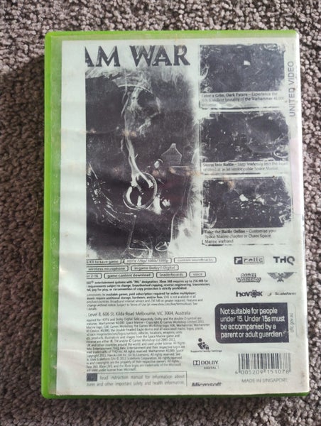 Warhammer 40000 Space Marine Xbox 360 Action Game Disc Manual Case Carousel 3