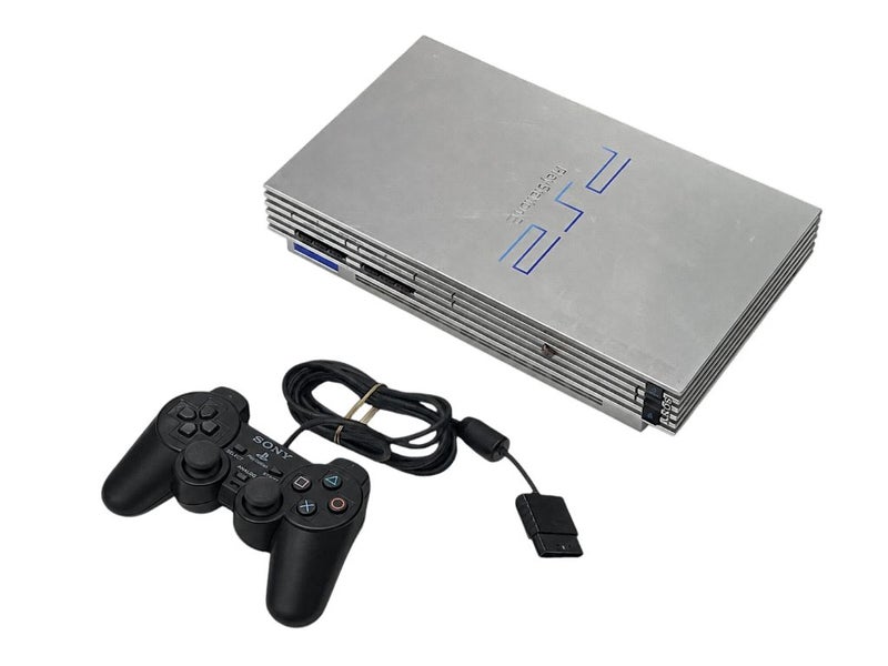 RARE SILVER PS2 CONSOLE Phat Fat PS2 + Genuine SONY Controller Carousel 2