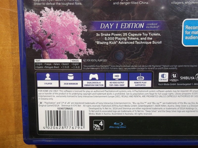 Shenmue III - Day 1 Edition - PS4 Game - Excellent Condition Carousel 4