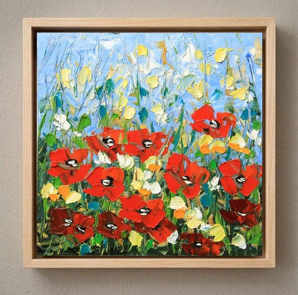 ART painting New original SUN-KISSED POPPIES Palette Knife