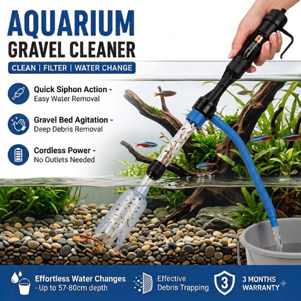 Aquarium Gravel Vacuum Cleaner Fish Tank Water Changer Siphon Pump Carousel 2