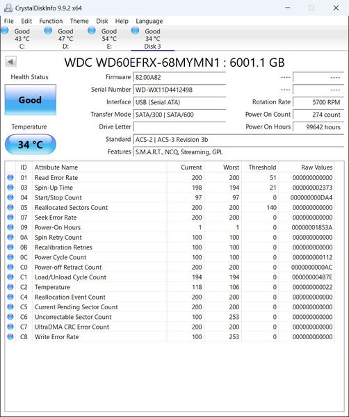 **USED** WD Red 6TB, WDC WD60EFRX-68MYMN1 Carousel 2