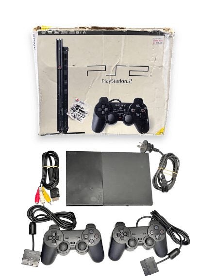 PS2 Slim Console Bundle (Console + 2 Controllers + Cables) BOXED Carousel 1