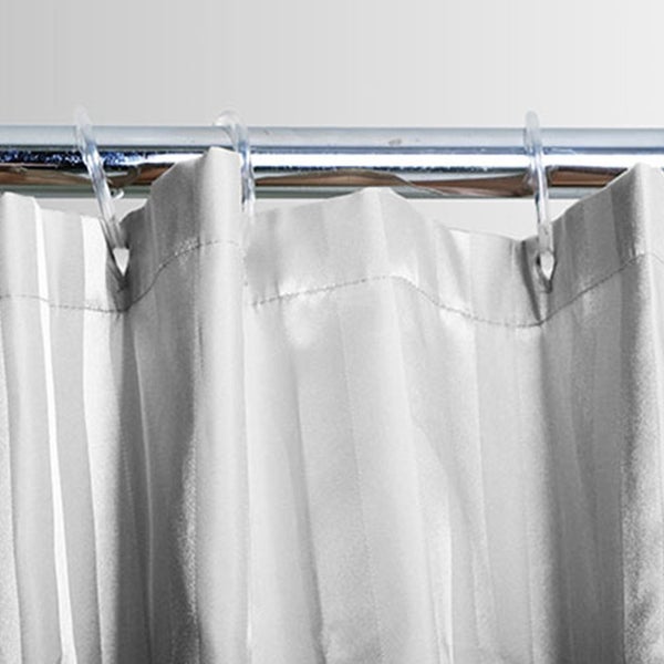 Wam Poly Home Bathroom Bath Shower Classic Curtain w Rings 180 x 180cm White Carousel 2