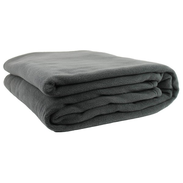 Jason Commercial King Bed Premium Polar Fleece Blanket 275x255cm Charcoal 360GSM Carousel 1