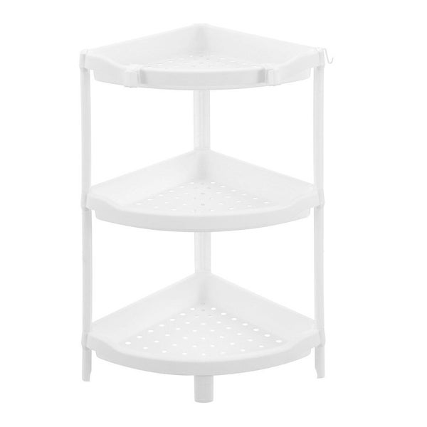 Boxsweden 3-Tier 70cm Corner Storage Shelf Home Room Organiser Rack Stand White Carousel 1