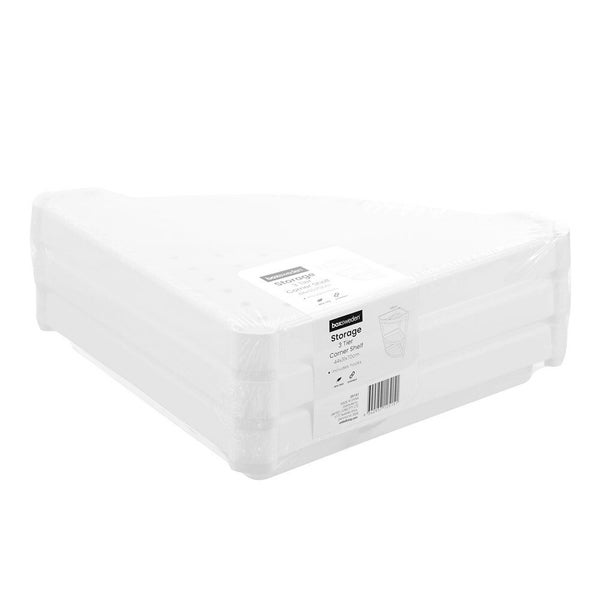 Boxsweden 3-Tier 70cm Corner Storage Shelf Home Room Organiser Rack Stand White Carousel 2