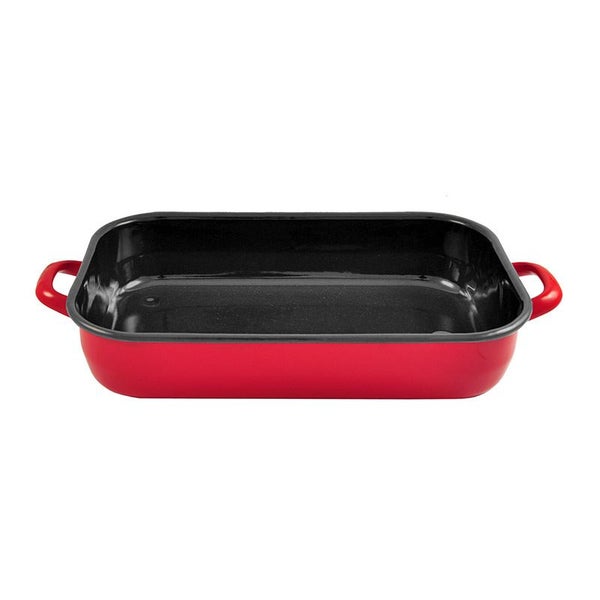 Urban Style 6L Enamel Baking Dish Rectangle Roasting Tray Oven Bakeware Red Carousel 1