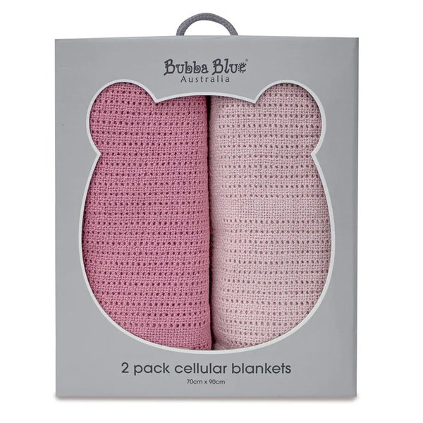 2PK Bubba Blue Nordic Bamboo 70x90cm Soft Cellular Blanket Baby 0-12m Berry Rose Carousel 1