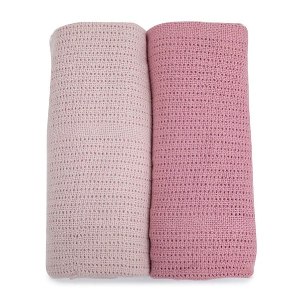 2PK Bubba Blue Nordic Bamboo 70x90cm Soft Cellular Blanket Baby 0-12m Berry Rose Carousel 2