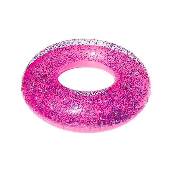 2pc Land & Sea Bling Inflatable Swimming Pool Ring Ball Set Water Float Pink Carousel 2