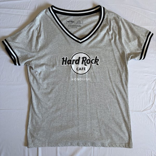 Hard Rock Cafe Honolulu Gray V-Neck Ringer T-Shirt XL