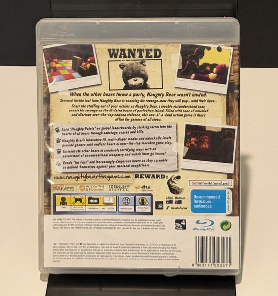Naughty Bear PS3 PAL w/ Manual – $1 Reserve Carousel 2