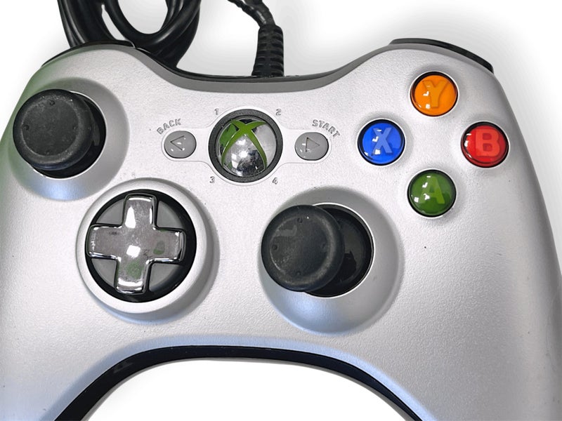 GENUINE Microsoft Xbox 360 SILVER WIRED CONTROLLER (Sticky Analog) Carousel 2