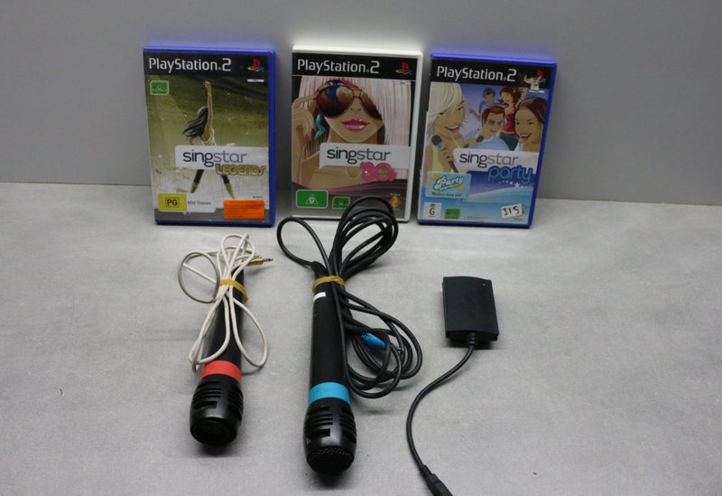 Sony SingStar Microphones for PS2 + 3 Games – Legends, Party & 80's Carousel 1