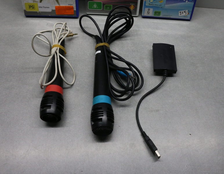 Sony SingStar Microphones for PS2 + 3 Games – Legends, Party & 80's Carousel 2