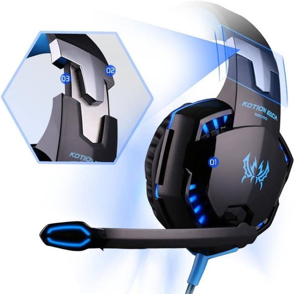 G2000 Over-Ear Gaming Headset with 50mm Driver Unit Skin-Friendly Breathable Ea Carousel 2