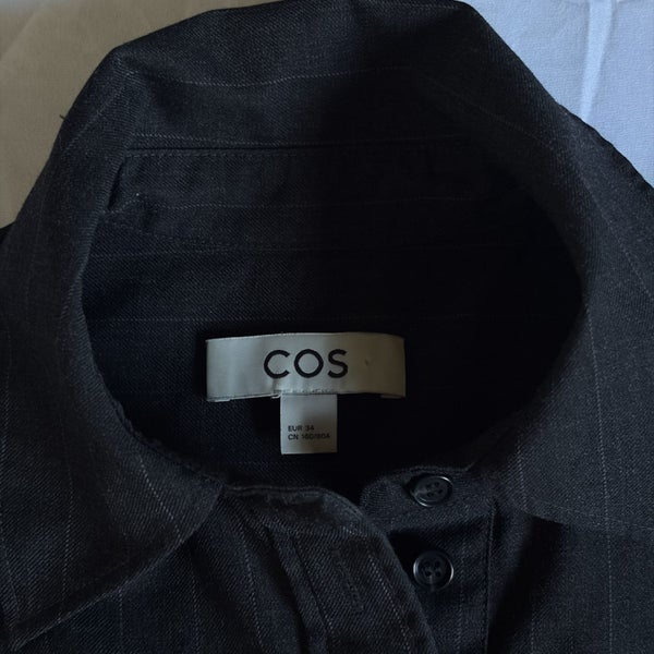 COS Black Pinstripe Long Sleeve Button Up Shirt Size 34 image 3