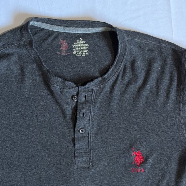 Polo Ralph Lauren Henley Short Sleeve Gray Cotton Tee Size S image 3