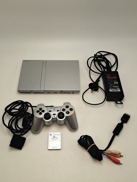 * Silver Slim PS2 Console w/ Cables, Controller & Memory Card! * Carousel 1