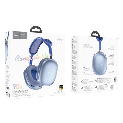 Premium Bluetooth Headset w/ 90 Hours, Colorful Design (W55) [Black] Carousel 1