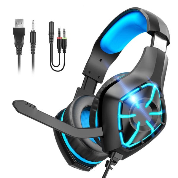 Gaming Headset for PS4 PS5 Xbox One PC with Noise Canceling Microphone and LED Carousel 1