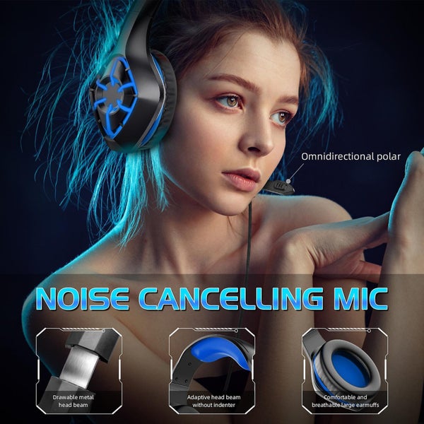 Gaming Headset for PS4 PS5 Xbox One PC with Noise Canceling Microphone and LED Carousel 5