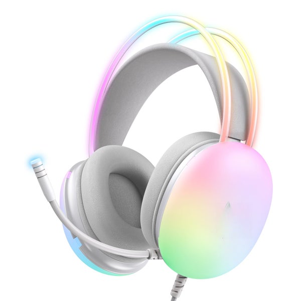 Wired Gaming Headset RGB Stereo 3.5mm Headphones for PC PS4 PS5 Mac White Carousel 1