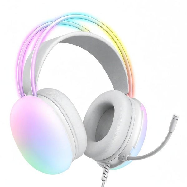 Wired Gaming Headset RGB Stereo 3.5mm Headphones for PC PS4 PS5 Mac White Carousel 8