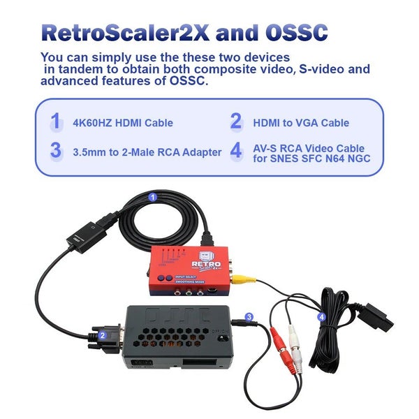 RetroScaler XLL-2X - 2x AV to HDMI Converter - Line-double Retro Console - Blue Carousel 13