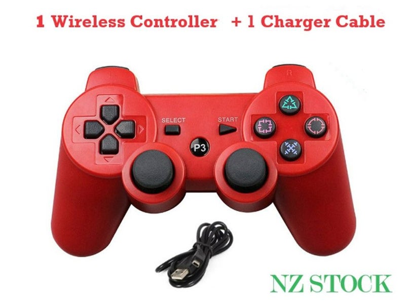 PS3 Wireless Controller and one PS3 Controller Charge Cable - Red Carousel 1