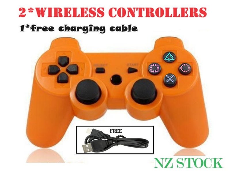 NEW NEW Wireless PS3 Controllers - NEW “2-Pack Orange with 1 Cable in NZ” Carousel 1