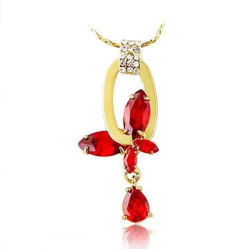 24K Ruby Swarovski Crystal Butterfly Gold Necklace Carousel 1