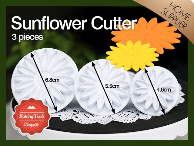 Fondant veined sunflower Plunger Cutter, 3Pcs Carousel 1