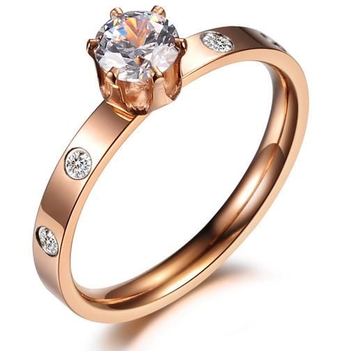 BRILLIANT CZ DIAMOND RING ROSE GOLD Carousel 1
