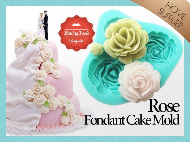Rose Flower Silicone Fondant Cake Mold Carousel 1