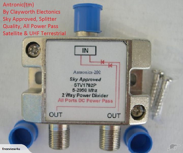 Splitter Satellite DIY Freeview 2way All Power Pass F STV1782P 1x Multia Choice Carousel 1